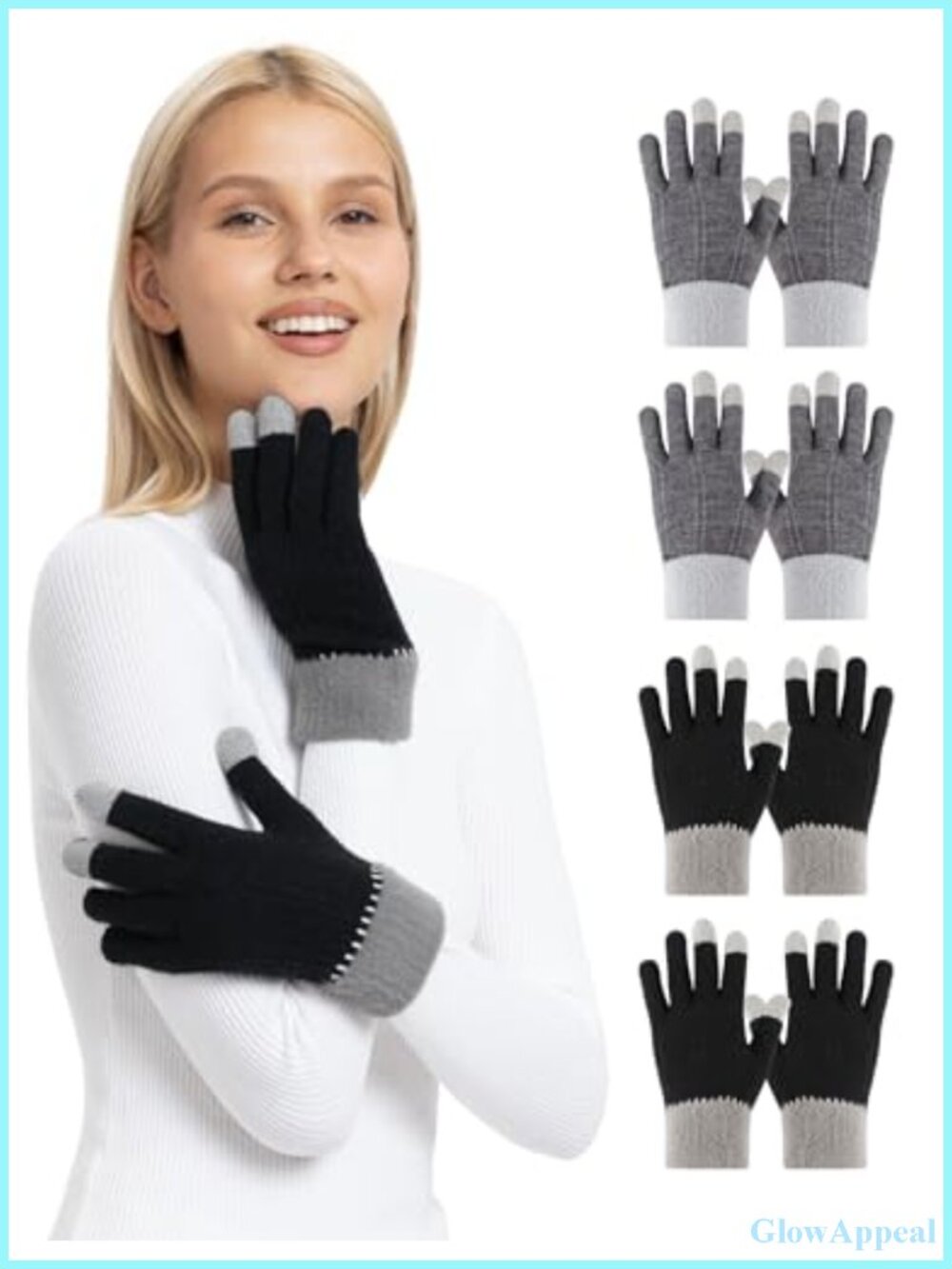 Women's Winter Touch Screen Gloves, 4 Pairs Thermal Warm Knit Gloves